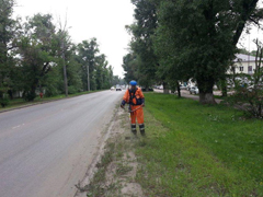 В Левобережном районе ведутся работы по благоустройству территории